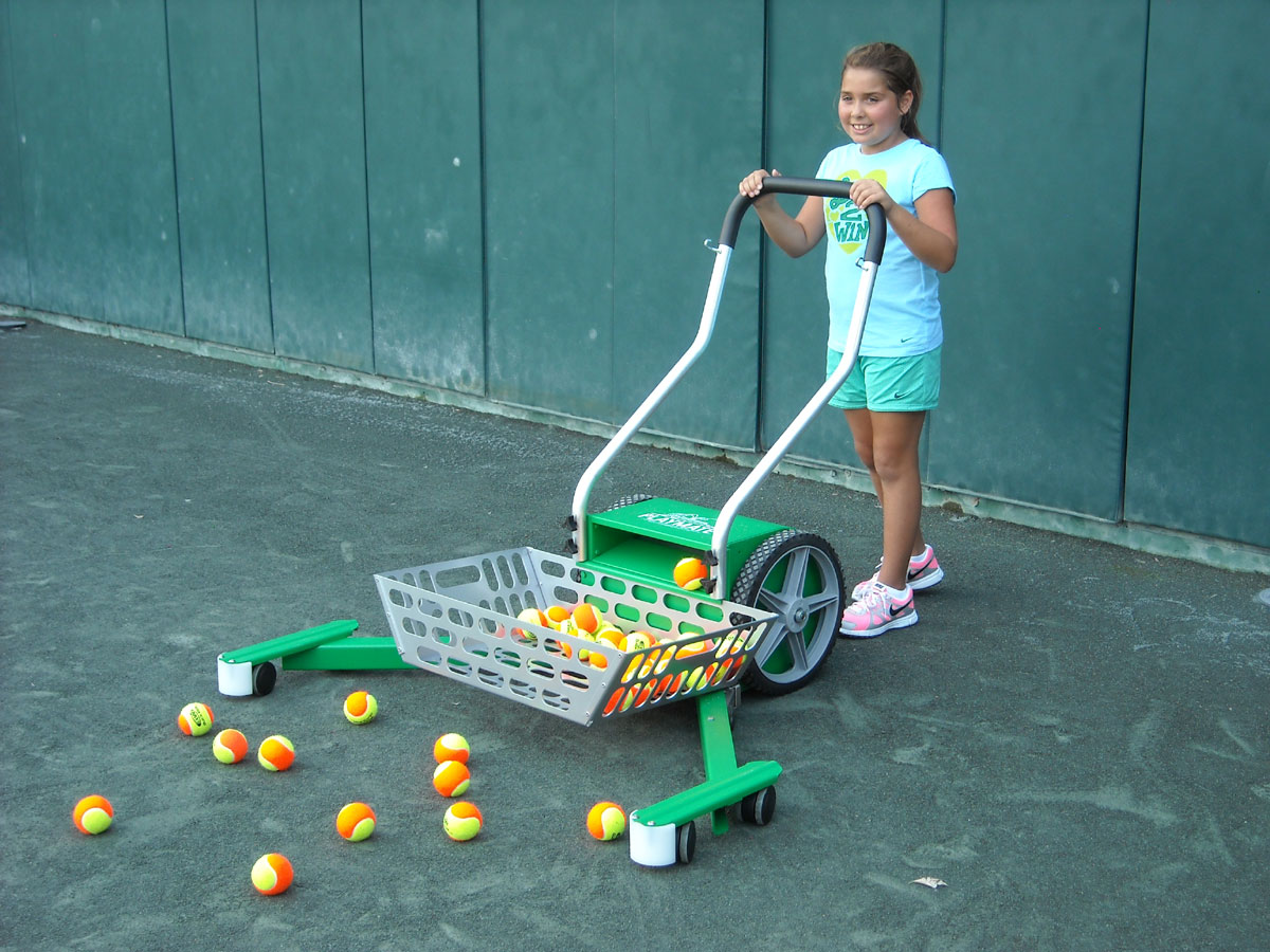 Child with ball mower