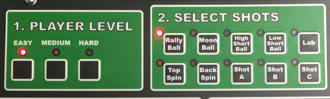 Select shots on you iGENIE ball machine